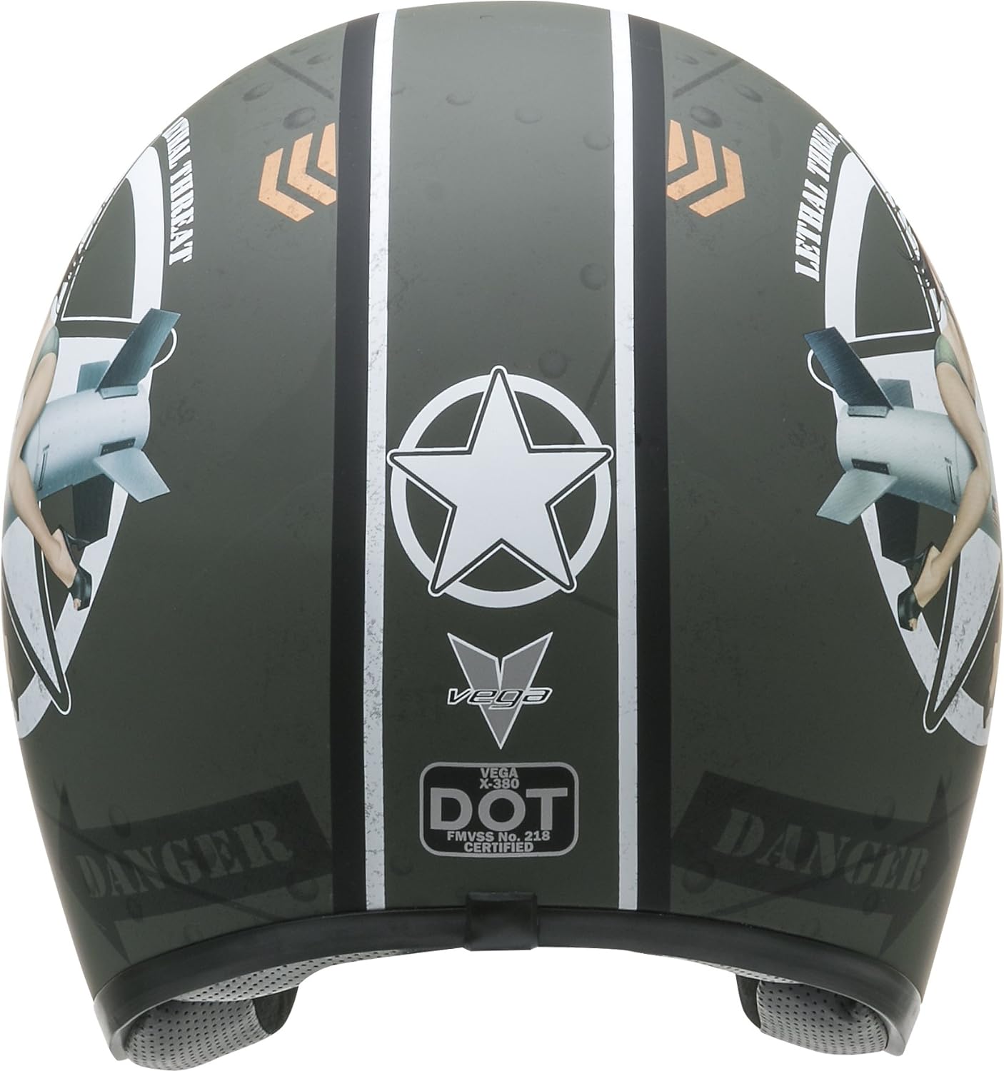 Vega Vintage Motorcycle Helmet for Men amp Women Classic Retro Open Face Design Lightweight DOT Certified for Motorbike Cruiser Moped Scooter ATVBombs Away Graphic