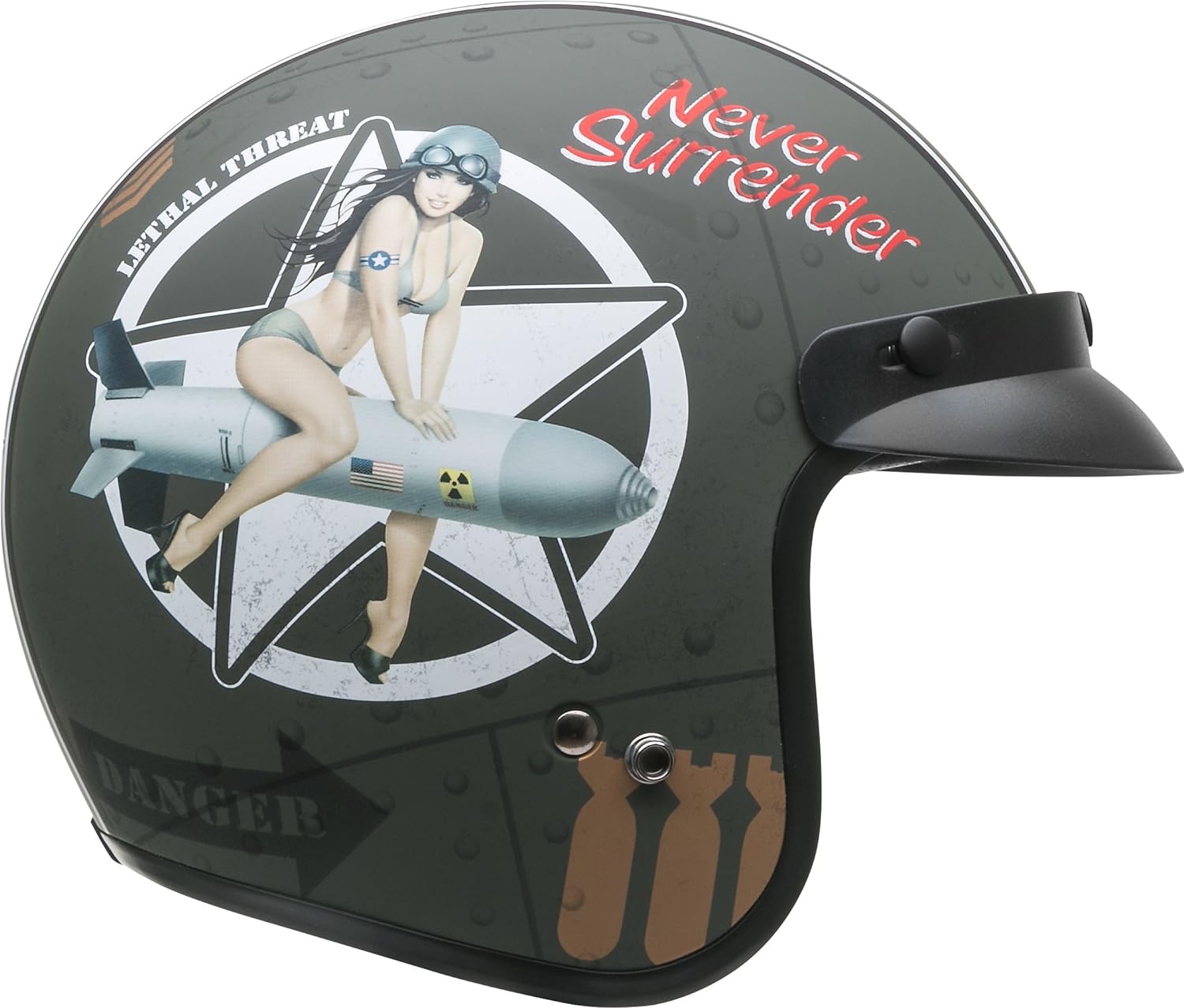 Vega Vintage Motorcycle Helmet for Men amp Women Classic Retro Open Face Design Lightweight DOT Certified for Motorbike Cruiser Moped Scooter ATVBombs Away Graphic