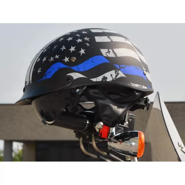 Vega Helmets 7850024 UnisexAdult Half Size Motorcycle Helmet Back the Blue LargeVega Helmets 7850024 UnisexAdult Half Size Motorcycle Helmet Back the Blue Large