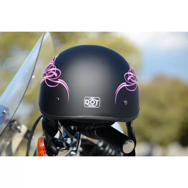 Vega Helmets Warrior Motorcycle Half Helmet with Sunshield for Men amp Women Adjustable Size Dial DOT Half Face Skull Cap for Bike Cruiser Chopper Moped Scooter ATV Pink Scroll MediumVega Helmets Warrior Motorcycle Half Helmet with Sunshield for Men amp Women Adjustable Size Dial DOT Half Face Skull Cap for Bike Cruiser Chopper Moped Scooter ATV Pink Scroll Medium