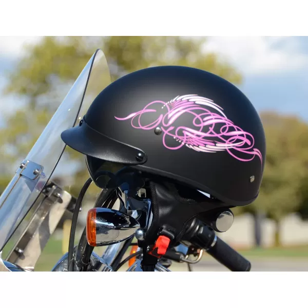 Vega Helmets Warrior Motorcycle Half Helmet with Sunshield for Men amp Women Adjustable Size Dial DOT Half Face Skull Cap for Bike Cruiser Chopper Moped Scooter ATV Pink Scroll MediumVega Helmets Warrior Motorcycle Half Helmet with Sunshield for Men amp Women Adjustable Size Dial DOT Half Face Skull Cap for Bike Cruiser Chopper Moped Scooter ATV Pink Scroll Medium