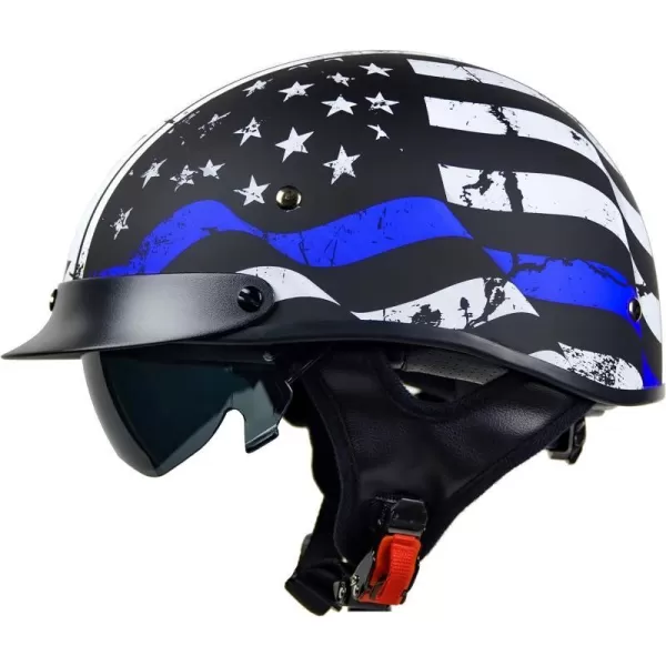 Vega Helmets 7850024 UnisexAdult Half Size Motorcycle Helmet Back the Blue LargeVega Helmets 7850024 UnisexAdult Half Size Motorcycle Helmet Back the Blue Large