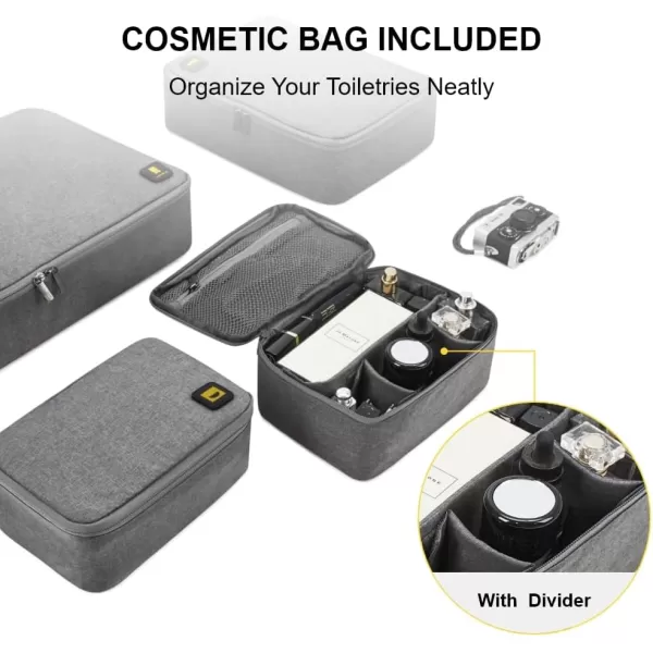 LEVEL8 4 Set Packing Cubes for Carry On Suitcase, Luggage Packing Organizers bag for Travel Accerssories Travel Essentials - Grey