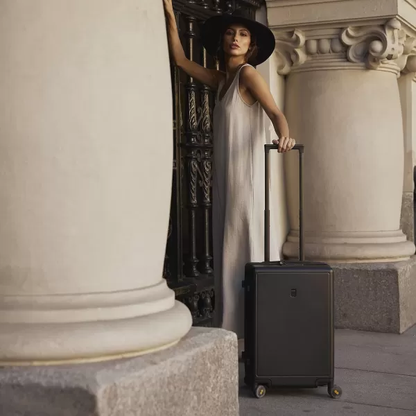 LEVEL8 Elegance Carry On Suitcase, 20” Hardside Luggage with TSA Lock, Spinner Wheels-Black, 20-Inch