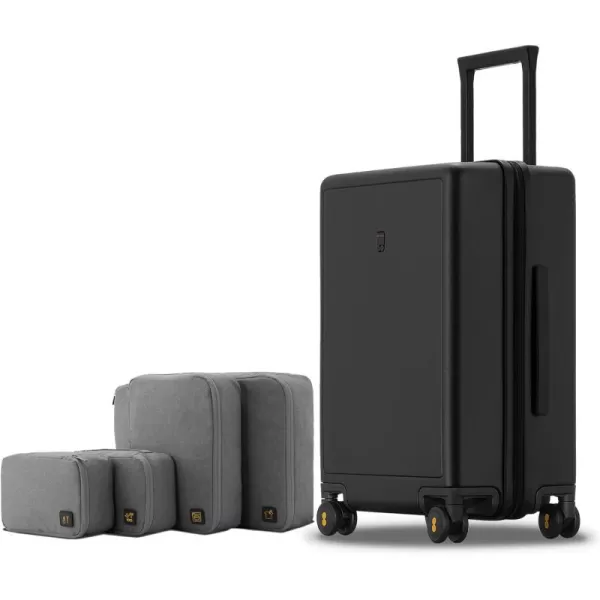 LEVEL8 Elegance Carry On Suitcase, 20” Hardside Luggage with TSA Lock, Spinner Wheels-Black, 20-Inch