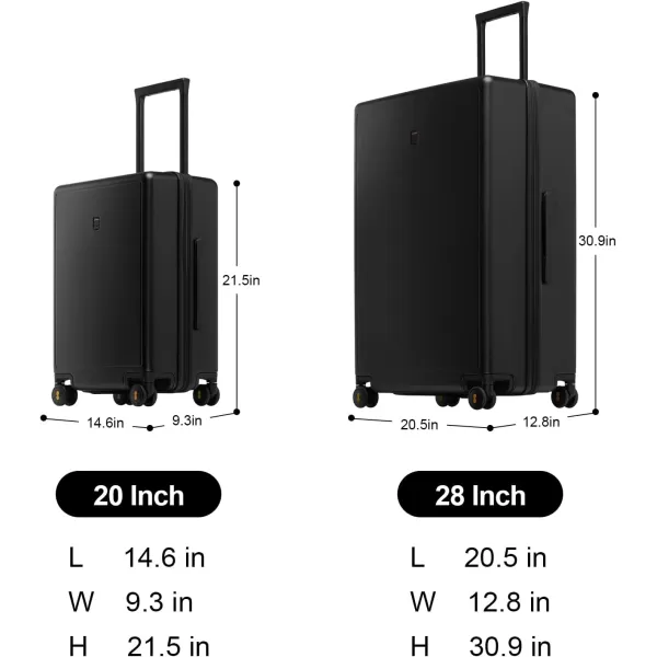 LEVEL8 Elegance Carry On Suitcase, 20” Hardside Luggage with TSA Lock, Spinner Wheels-Black, 20-Inch