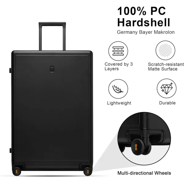 LEVEL8 Elegance Carry On Suitcase, 20” Hardside Luggage with TSA Lock, Spinner Wheels-Black, 20-Inch