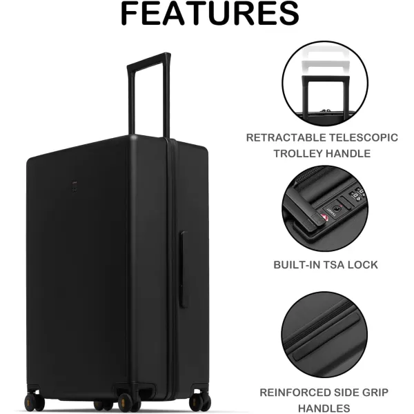 LEVEL8 Elegance Carry On Suitcase, 20” Hardside Luggage with TSA Lock, Spinner Wheels-Black, 20-Inch