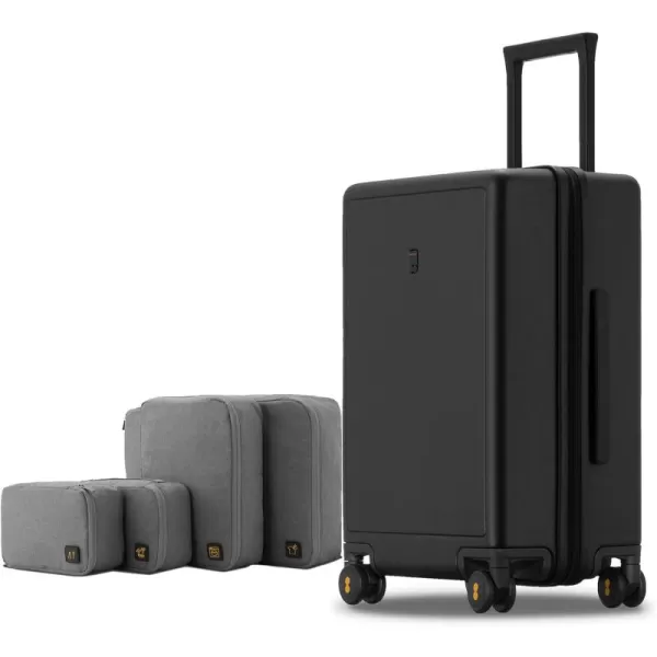 LEVEL8 Elegance Carry On Suitcase, 20” Hardside Luggage with TSA Lock, Spinner Wheels-Black, 20-Inch