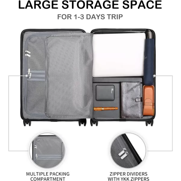 LEVEL8 Elegance Carry On Suitcase, 20” Hardside Luggage with TSA Lock, Spinner Wheels-Black, 20-Inch