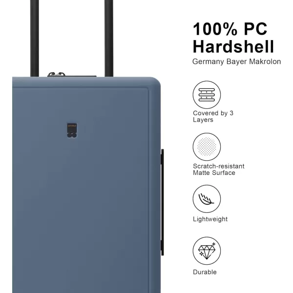 LEVEL8 Elegance Carry On Suitcase, 20” Hardside Luggage with TSA Lock, Spinner Wheels-Black, 20-Inch