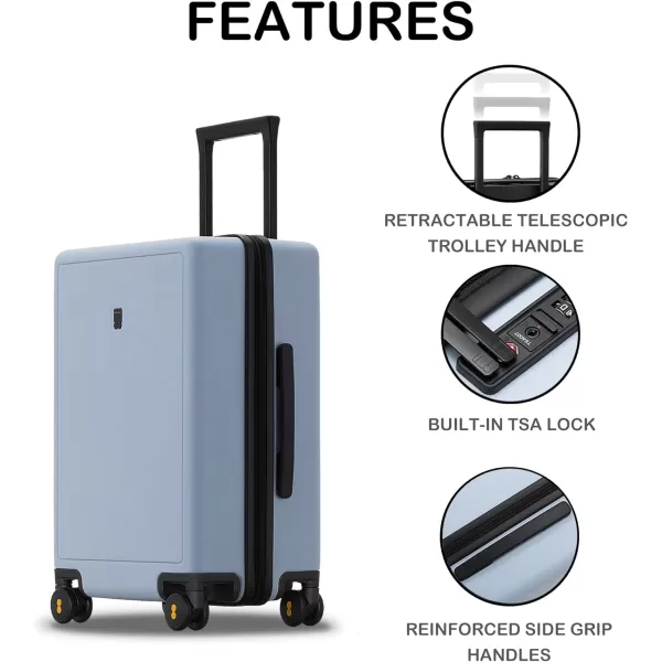 LEVEL8 Elegance Carry On Suitcase, 20” Hardside Luggage with TSA Lock, Spinner Wheels-Black, 20-Inch