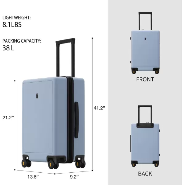 LEVEL8 Elegance Carry On Suitcase, 20” Hardside Luggage with TSA Lock, Spinner Wheels-Black, 20-Inch