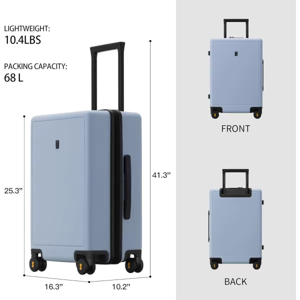 LEVEL8 Elegance Carry On Suitcase, 20” Hardside Luggage with TSA Lock, Spinner Wheels-Black, 20-Inch