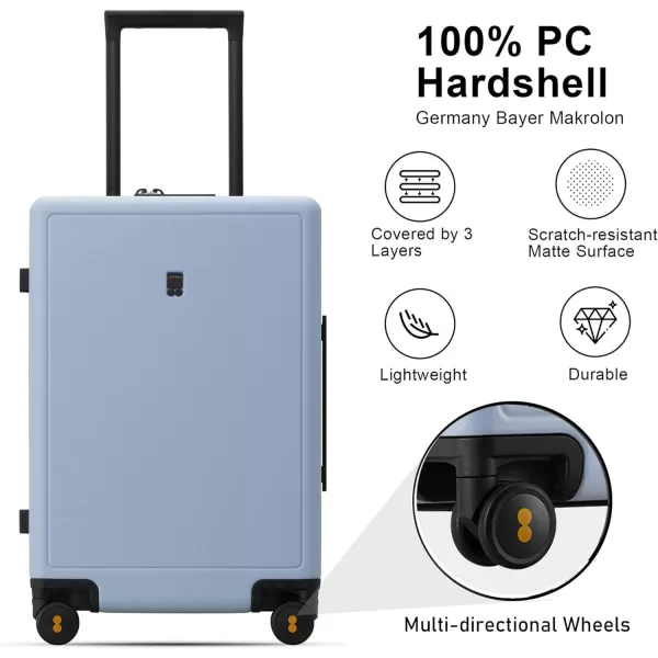 LEVEL8 Elegance Carry On Suitcase, 20” Hardside Luggage with TSA Lock, Spinner Wheels-Black, 20-Inch
