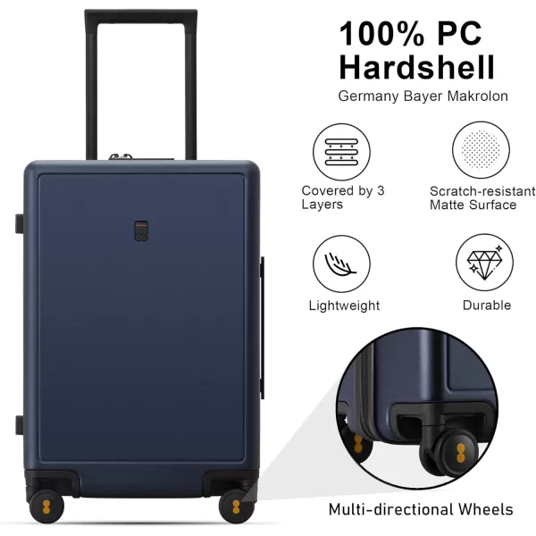 LEVEL8 Elegance Carry On Suitcase, 20” Hardside Luggage with TSA Lock, Spinner Wheels-Black, 20-Inch