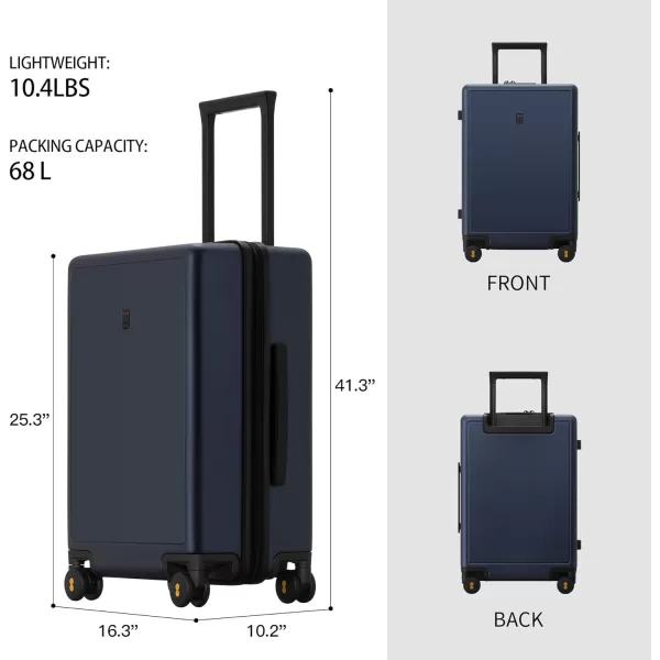 LEVEL8 Elegance Carry On Suitcase, 20” Hardside Luggage with TSA Lock, Spinner Wheels-Black, 20-Inch