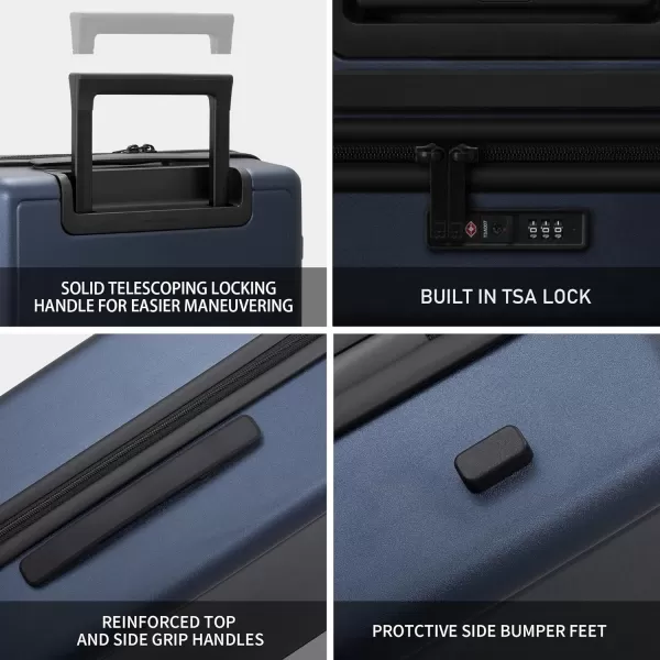 LEVEL8 Elegance Carry On Suitcase, 20” Hardside Luggage with TSA Lock, Spinner Wheels-Black, 20-Inch