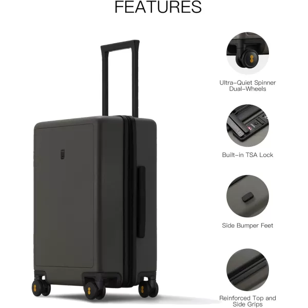 LEVEL8 Elegance Carry On Suitcase, 20” Hardside Luggage with TSA Lock, Spinner Wheels-Black, 20-Inch