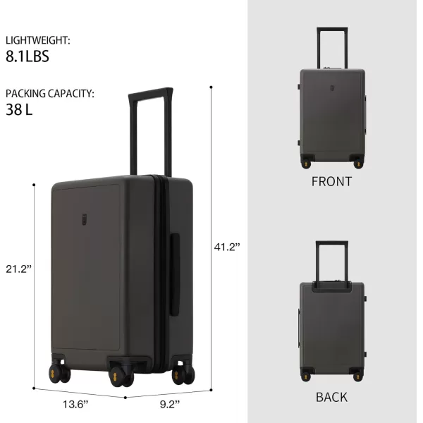 LEVEL8 Elegance Carry On Suitcase, 20” Hardside Luggage with TSA Lock, Spinner Wheels-Black, 20-Inch