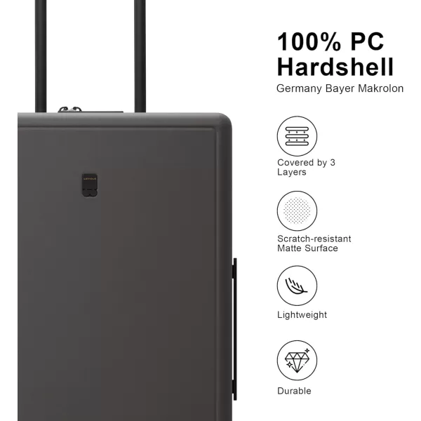 LEVEL8 Elegance Carry On Suitcase, 20” Hardside Luggage with TSA Lock, Spinner Wheels-Black, 20-Inch