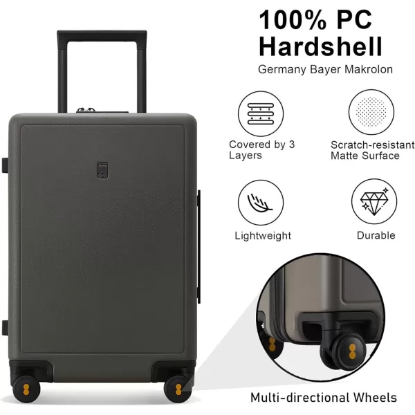 LEVEL8 Elegance Carry On Suitcase, 20” Hardside Luggage with TSA Lock, Spinner Wheels-Black, 20-Inch