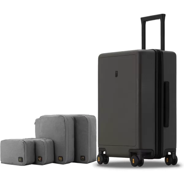LEVEL8 Elegance Carry On Suitcase, 20” Hardside Luggage with TSA Lock, Spinner Wheels-Black, 20-Inch
