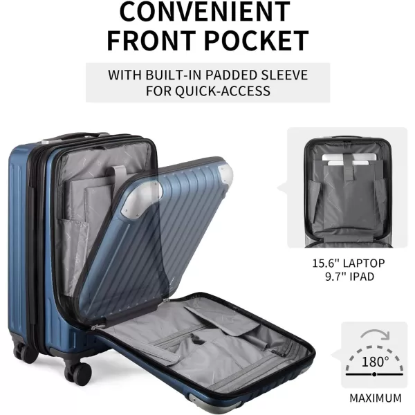 LEVEL8 Grace EXT Carry On Luggage, 20” Expandable Hardside Suitcase with Make Up Bags- Blue, 20” Carry-On