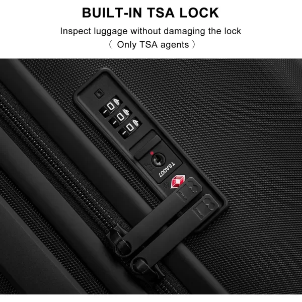 LEVEL8 Hard Shell Carry on Luggage Airline Approved, Carry on Suitcases with Wheels, Lightweight PC Luminous Textured Travel Luggage, TSA Approved, 20 Inch Small Carry-On, Black)