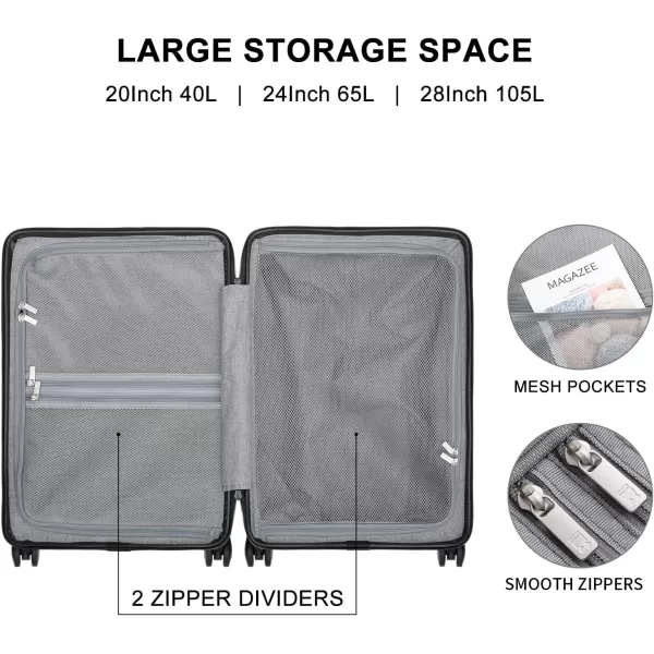 LEVEL8 Hard Shell Carry on Luggage Airline Approved, Carry on Suitcases with Wheels, Lightweight PC Luminous Textured Travel Luggage, TSA Approved, 20 Inch Small Carry-On, Black)