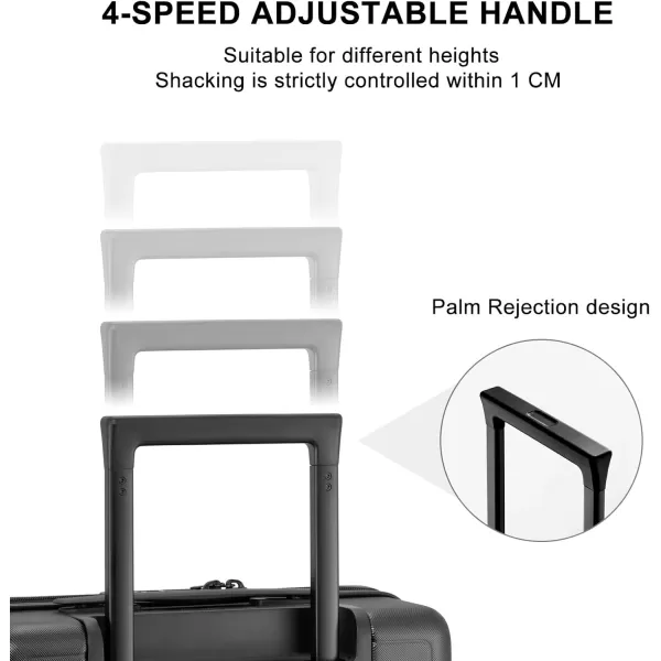 LEVEL8 Hard Shell Carry on Luggage Airline Approved, Carry on Suitcases with Wheels, Lightweight PC Luminous Textured Travel Luggage, TSA Approved, 20 Inch Small Carry-On, Black