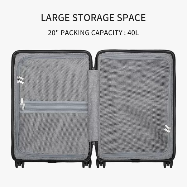 LEVEL8 Hard Shell Carry on Luggage Airline Approved, Carry on Suitcases with Wheels, Lightweight PC Luminous Textured Travel Luggage, TSA Approved, 20 Inch Small Carry-On, Black