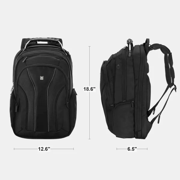 LEVEL8 Laptop Backpack, Durable Work Backpack for Men Women, Computer Bag for Business Fits 15.6" Laptop and Notebook - Black