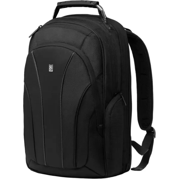 LEVEL8 Laptop Backpack, Durable Work Backpack for Men Women, Computer Bag for Business Fits 15.6" Laptop and Notebook - Black