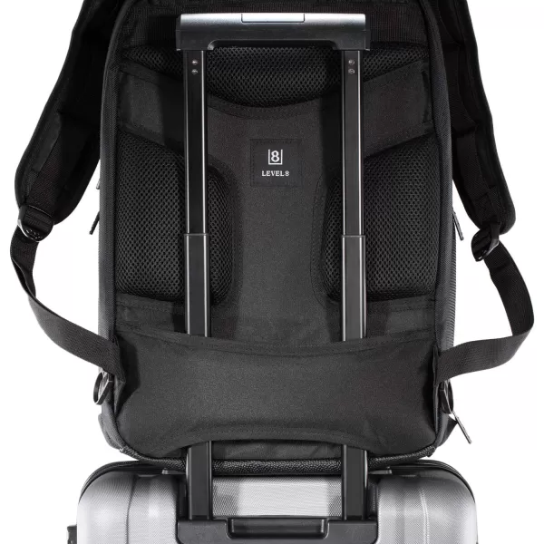 LEVEL8 Laptop Backpack, Durable Work Backpack for Men Women, Computer Bag for Business Fits 15.6" Laptop and Notebook - Black