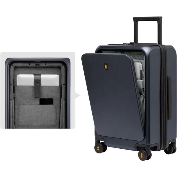 LEVEL8 Road Runner Pro Carry-On Luggage, 20” Lightweight PC Hardside Suitcase with USB Charging Port, Spinner Trolley for Luggage with Front Compartment, TSA Lock 
