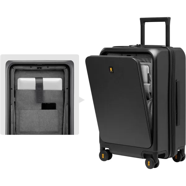 LEVEL8 Road Runner Pro Carry-On Luggage, 20” Lightweight PC Hardside Suitcase with USB Charging Port, Spinner Trolley for Luggage with Front Compartment, TSA Lock 