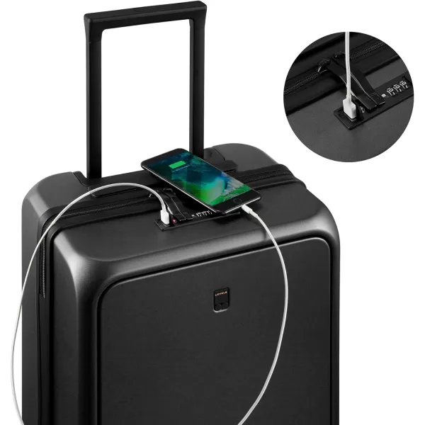 LEVEL8 Road Runner Pro Carry-On Luggage, 20” Lightweight PC Hardside Suitcase with USB Charging Port, Spinner Trolley for Luggage with Front Compartment, TSA Lock 