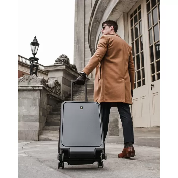 LEVEL8 Road Runner Pro Carry-On Luggage, 20” Lightweight PC Hardside Suitcase with USB Charging Port, Spinner Trolley for Luggage with Front Compartment, TSA Lock 