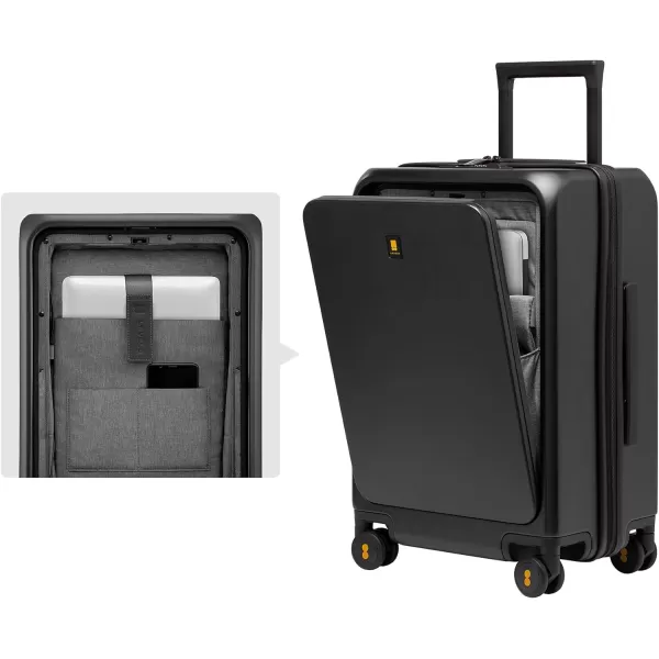 LEVEL8 Road Runner Pro Carry-On Luggage, 20” Lightweight PC Hardside Suitcase with USB Charging Port, Spinner Trolley for Luggage with Front Compartment, TSA Lock 