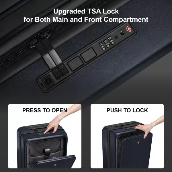 LEVEL8 Road Runner Pro Carry-On Luggage, 20” Lightweight PC Hardside Suitcase with USB Charging Port, Spinner Trolley for Luggage with Front Compartment, TSA Lock 