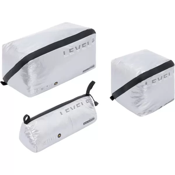 LEVEL8 Travel Packing Organizers, Lightweight Make Up Bags for Carry on Luggage,3 Piece Set- Silver