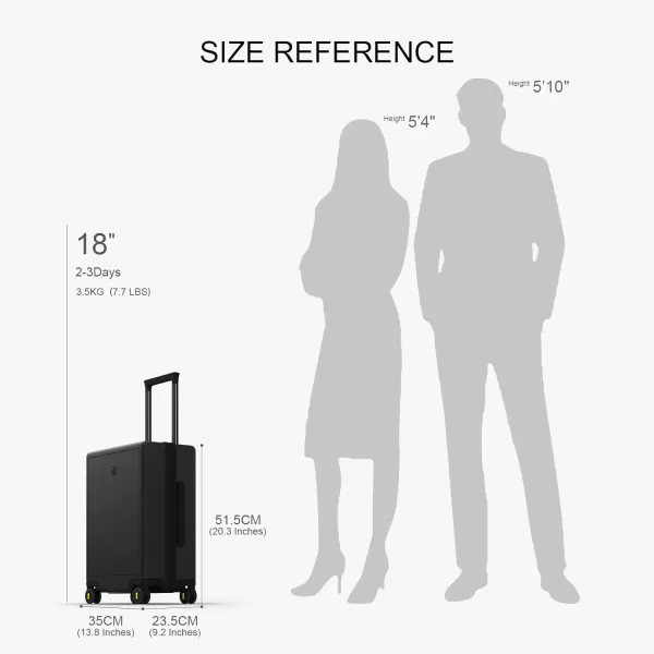 LEVEL8 Carry on Luggage 22x14x9 Airline Approved, Small Carry on Suitcases with Wheels, Lightweight PC Hardside Luminous Textured Luggage, TSA Approved, 18-Inch Carry-On,Black