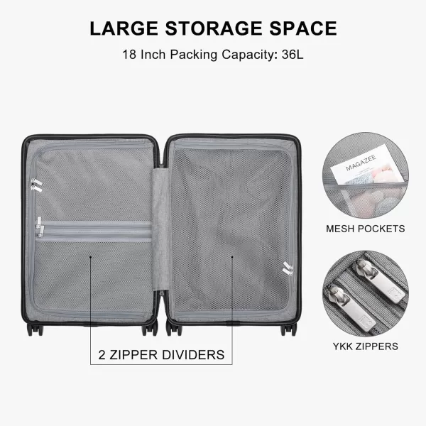 LEVEL8 Carry on Luggage 22x14x9 Airline Approved, Small Carry on Suitcases with Wheels, Lightweight PC Hardside Luminous Textured Luggage, TSA Approved, 18-Inch Carry-On,Black