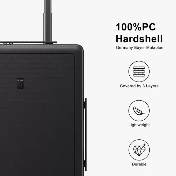 LEVEL8 Carry on Luggage 22x14x9 Airline Approved, Small Carry on Suitcases with Wheels, Lightweight PC Hardside Luminous Textured Luggage, TSA Approved, 18-Inch Carry-On,Black