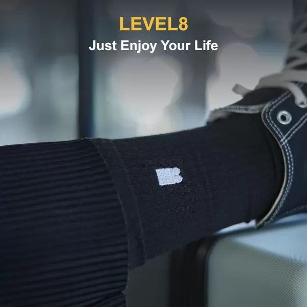 LEVEL8 Mens Work Crew Socks, Comfy Mid Calf Dress Socks, Moisture Wicking Long Running Athletic Boot Socks, 6 Pairs