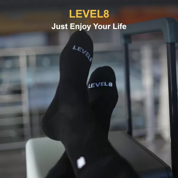 LEVEL8 Mens Work Crew Socks, Comfy Mid Calf Dress Socks, Moisture Wicking Long Running Athletic Boot Socks, 6 Pairs