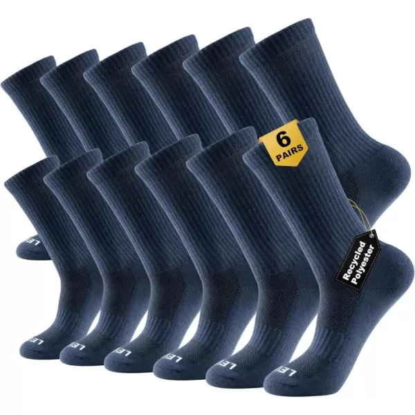 LEVEL8 Mens Work Crew Socks, Comfy Mid Calf Dress Socks, Moisture Wicking Long Running Athletic Boot Socks, 6 Pairs