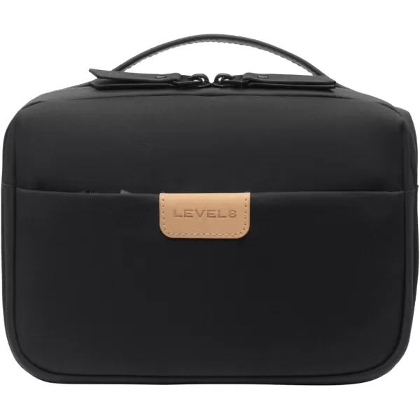 LEVEL8 Travel Toiletry Bag for Women Men, Travel Organizer Water Repellent, Makeup Organizer with Hang Hook for Travel Accessories-Large/Black