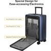 imageLEVEL8 Carry On Luggage with Compartment 20 Inch Lightweight Hard Shell Rolling Suitcase with Wheels Airline Approved with Front Pocket Double Tsa Locks BlackNavy Blue